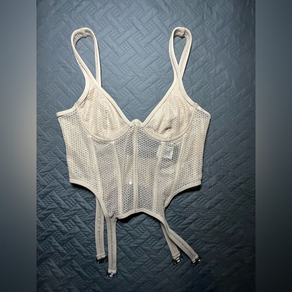 White Fox Boutique Cream Mesh Corset